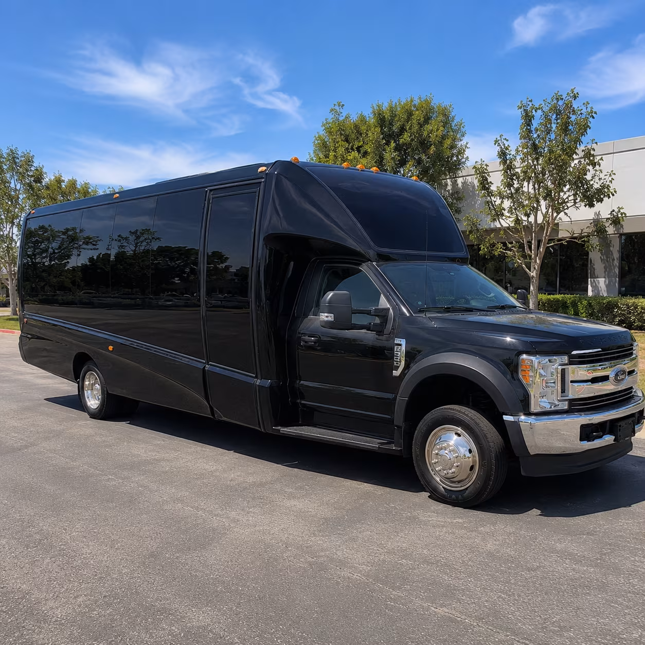 Friends laughing during a party bus celebration in Carlsbad