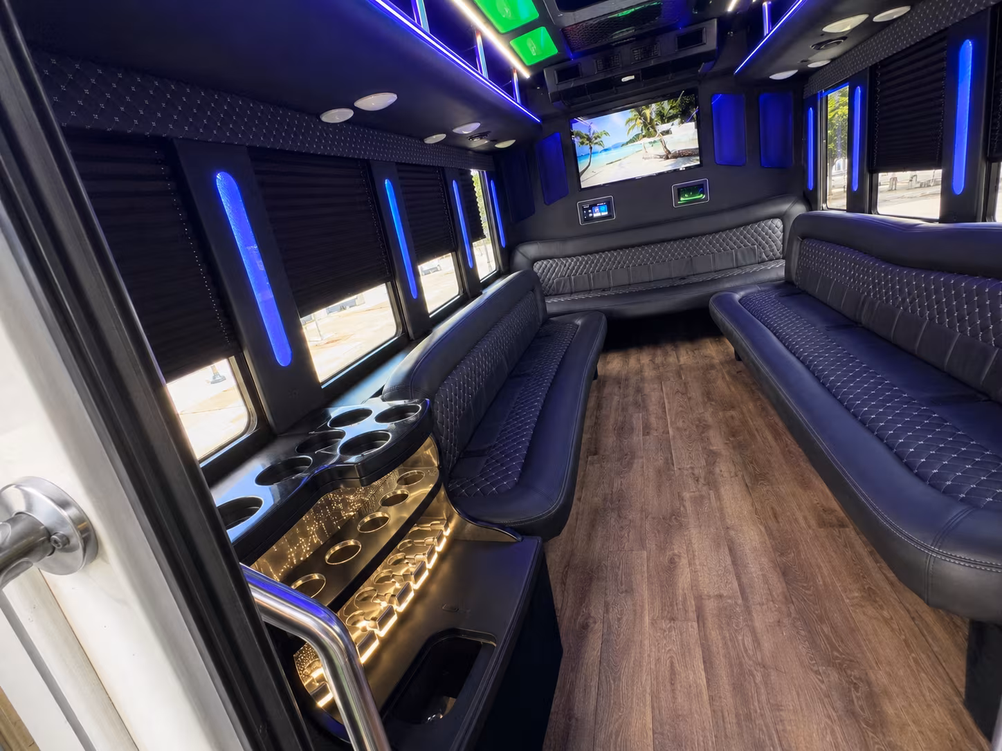 Carlsbad Birthday, Sweet 16, & Quinceañera Transportation party bus interior
