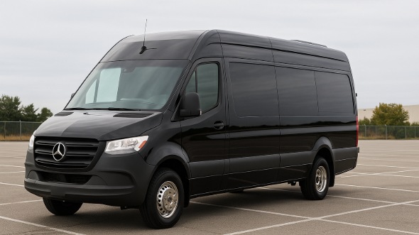 Exterior of Charter Bus Company San Diego's 14 Passenger Sprinter Limousine in San Diego