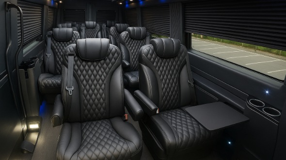 Interior of Charter Bus Company Carlsbad's 15 Passenger Minibus in Carlsbad