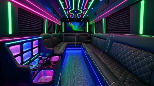 Interior of Carlsbad Party Bus Company's 20 Passenger Party Bus in Carlsbad