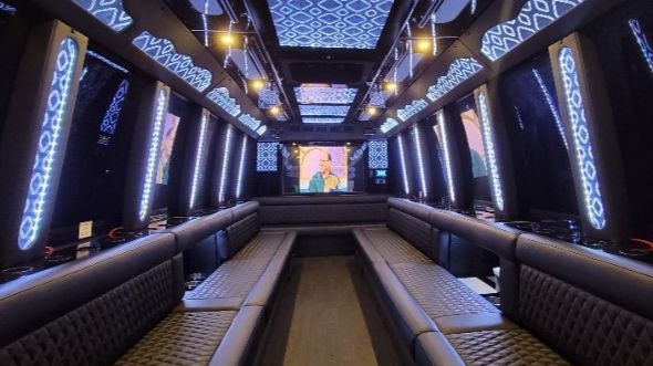 Interior of Charter Bus Company La Mesa's 20 Passenger Party Bus in La Mesa
