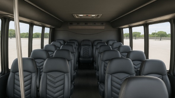 Interior of Charter Bus Company Carlsbad's 25 Passenger Minibus in Carlsbad