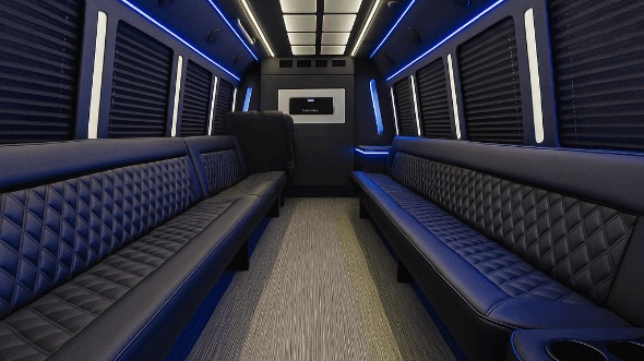 Interior of Charter Bus Company Encinitas's 25 Passenger Party Bus in Encinitas