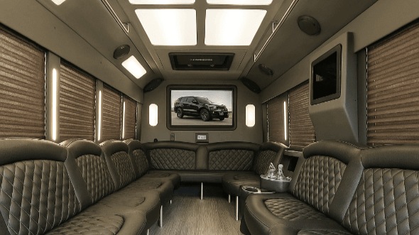 Interior of Carlsbad Party Bus Company's 28 Passenger Party Bus in Carlsbad