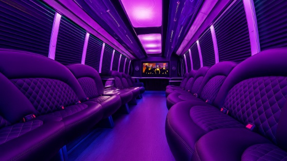 Interior of Charter Bus Company El Cajon's 28 Passenger Party Bus in El Cajon