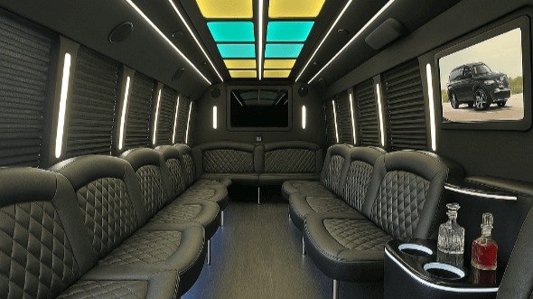 Interior of Charter Bus Company Santee's 30 Passenger Party Bus in Santee