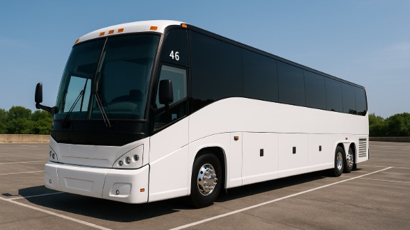 Exterior of Charter Bus Company Carlsbad's 40 Passenger Charter Bus in Carlsbad