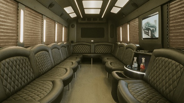 Interior of Charter Bus Company Oceanside's 40 Passenger Party Bus in Oceanside