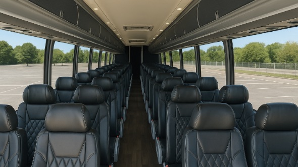 Interior of Charter Bus Company Carlsbad's 54 Passenger Charter Bus in Carlsbad