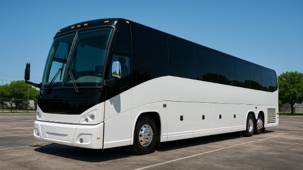 Exterior of Charter Bus Company Carlsbad's 56 Passenger Charter Bus in Carlsbad